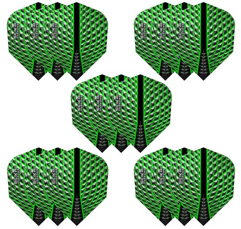 Harrows SILIKA No2 | Set of 5 Premium Extra Strong Dart Flights in Standard Shape (15 Flights) (Green, Silika No6)