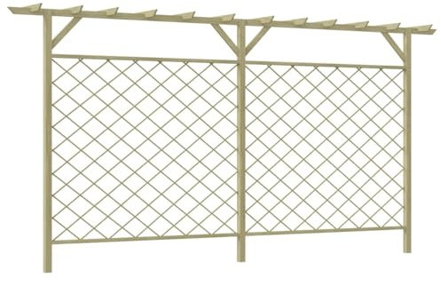 ARKEM Clôture à Lattes de Jardin avec pergola Bois,Barriere Jardin Exterieur,Barriere Jardin,Portillon Grillage