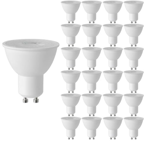 Dimmable GU10 Led Bulbs,Replace 50W Halogen, Flood Wide Angle 38 Deg,AC120V GU10 5.5W Led Spotlight for Floodlight Track Recessed Accent Ceiling Lighting,500lm,25 Pack (Warm White 2700K)