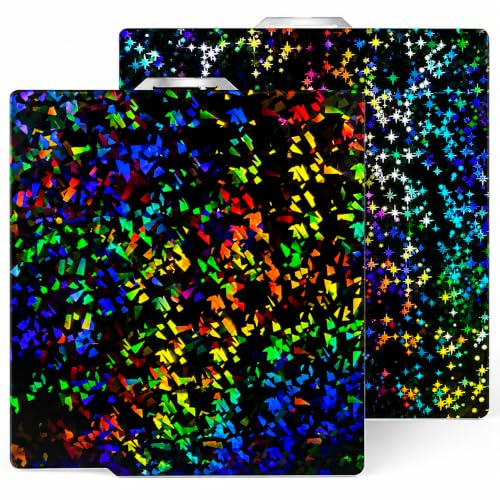 HIKUDIY 257 x 257 mm PEF + PEY piastra di costruzione per Bambu Lab P2S//A1/X1C/X1/X1E/P1P/P1S, coriandoli arcobaleno PEF + Galaxy PEY piastra del letto di stampa in acciaio per molle per stampante 3D