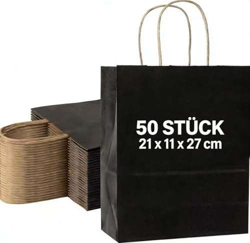 PakTalk Papiertüten,50 Stück Geschenktüten Papier mit Henkel, 21x11x27 cm ostertüten für kindergeburtstag, Party Deko,Ostern DIY geschenkverpackung