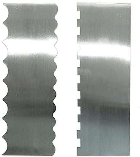 2 Pcs Cake Scraper,Cake Smoother,Cake Cutter,Pastry Scraper Tool Stainless Steel Cake Edge Scraper, 9 inch Cake Scraper for Cake Decorating, Mousse Butter Cream Cake Decorating Tools, Fondant Tools