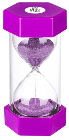 Sablier Minuteur 20 Minutes, Sablier Géant Violet 20 Minutes, Sablier en Plastique et Verre Coloré pour Enfants, Jeux, Salle de Classe, Cuisine, Décoration