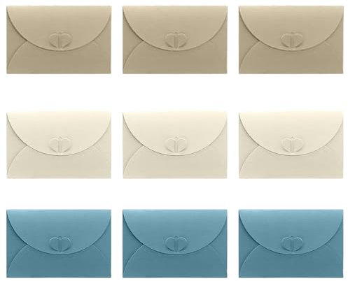 Mini Briefumschläge Farbige, Kleine Briefumschläge Mini, Siegel in Herzform Mini Umschläge, Geeignet Für Grußkarten, Einladungen, Geschenkkarten Und Weihnachtsdankeskarten, 9PCS