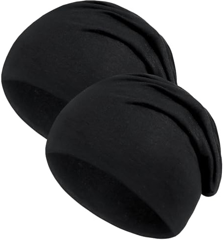 Kavya Dünne Mütze Herren Damen, Leichte Sommermützen Damen Herren 2 Pcs Weich Beanie Skull Cap Chemo Kopfbedeckung Damen Unisex Frühling Sommer und Herbst Winter