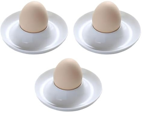 LONZIKP 3 portauova, rotondo, impilabile, ø 9.5 cm, plastica di alta qualità (bianco)