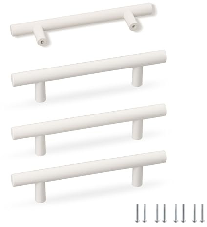 SPDYCESS 4 Stück Küchengriffe Möbelgriffe, Griff Türgriffe Küche Schubladengriffe, Schrankgriffe Griffe für Küchen Schränke Schublade, Ø12mm, Lochabstand 96mm, Weiß