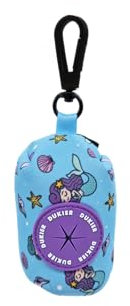 DUKIER - Kotbeutelspender für Hundekotbeutel, Taschenhalter aus Stoff, Tierzubehör, mit Karabiner, Mermaid Design