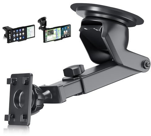 Hodozzy Supporto per Schermo Auto con Rotazione a 360°per Autoradio Carplay Portatile, Supporto Verticale per Navigatore GPS Support0 Ventosa da Cruscotto per Auto Staffa Portatile