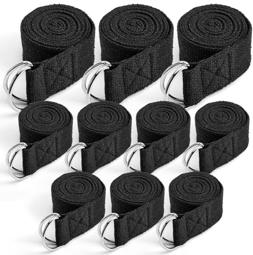 Extrapins Yoga-Gurt zum Dehnen, 1,8 m, verstellbare Träger, Yoga-Bänder mit sicherer, verstellbarer D-Ring-Schnalle, nicht elastischer Yoga-Gürtel für Pilates, Fitnessstudio, Physiotherapie, Schwarz