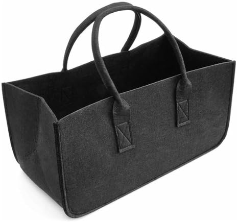 Filz Holzkorb für Kaminholz, Kaminholztasche Brennholzkorb mit Griff, Faltbar Feuerholzkorb Kaminholzkorb für Feuer Kamin Brennholz, Aufbewahrungskorb für H-olz Brennholz Zeitung Spielzeug Kleidung