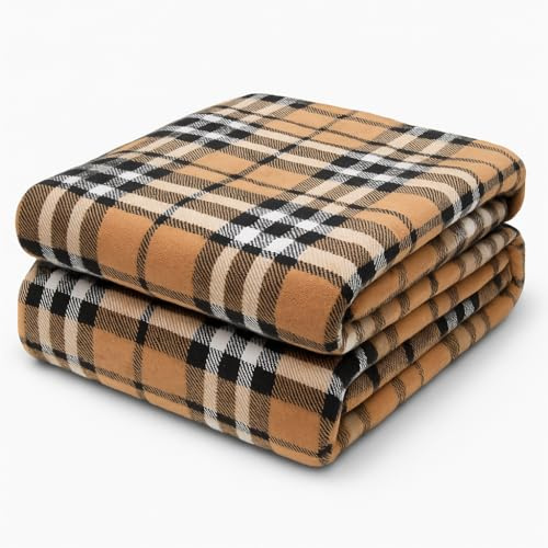 Betz Kuscheldecke Fleecedecke Flauschig Decke - Wohndecke Warm Weich, Sofadecke, Decke Couch Blanket, Sofaüberwurf XL Größe 150x200cm Farbe Karo braun Modena