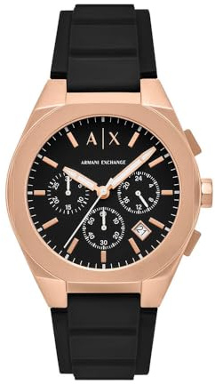 Armani Exchange Watch For Men, Quartz Chronograph Movement and 42mm Case Size with Silicone strap