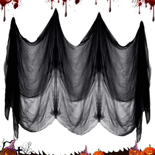Halloween Dekoration Gaze, 5 x 2.15m Stoff Horror Baumwolle Musselin, Gruseliges Tücher für Halloween, Horror Tüll Stoff Deko, stoff horror Baumwolle Musselin, für Mystische Stimmung, Party Dekoration