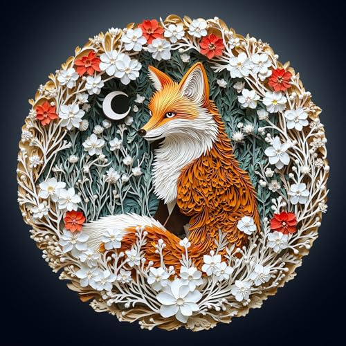 Holzpuzzle Erwachsene, 270 Teile Waldträumer-Fuchs Puzzles, 34 * 33.6cm Wood Puzzle, Unregelmäßige Einzigartige Tierform Holzpuzzles für Erwachsen, Schön Geschenk für Familie und Freunde