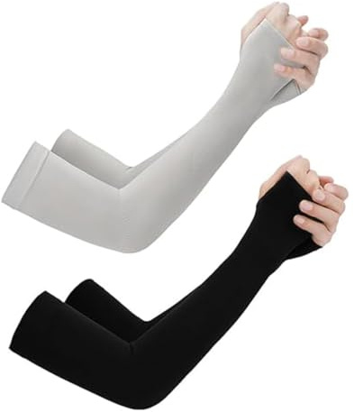 HABNI Mangas Para Brazos 2 Pares Manguitos de Voleibol Anti UV Negro Gris 39 cm x 9.5 cm Unisex Adulto
