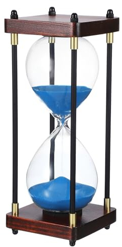 PATIKIL Large Decorative Sand Timer, 30 Minutes Wood Hour Glass Timer Modern Wooden Hour Glass for Cooking Game Office Classroom Kitchen Home, Blue(Style 2)