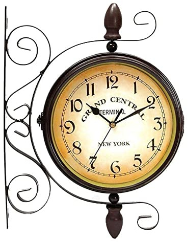 AYCDL Orologi da Esterno Impermeabili, Classici Orologi da Esterno in Metallo con Rotazione Bifacciale per Il Giardino, Montati A Parete, Alimentati A Batteria