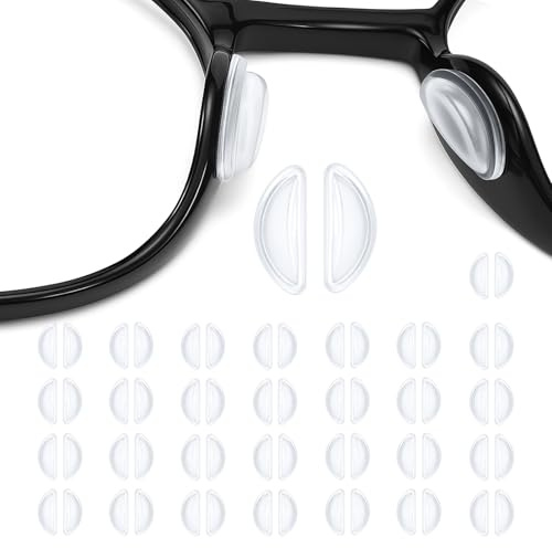 Nasenpads Brille-D-Shape Luftkissen Nasenpads für Brillen, 30 Stück - Silikon Nasenauflagen rutschfest & antiallergen, bequem & atmungsaktiv, transparent-weiß, für alle Brillengestelle