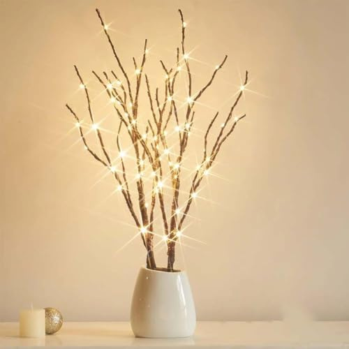 Generisch 2er-pack Funkelnde Lichterzweige, Beleuchtete Zweige für Vasen, 81 Cm, 100 Leds mit Timer, Batteriebetrieben, Künstliche Baumzweiglampe, Romantische Deko-vasenlichter für Weihnachten(Braun)