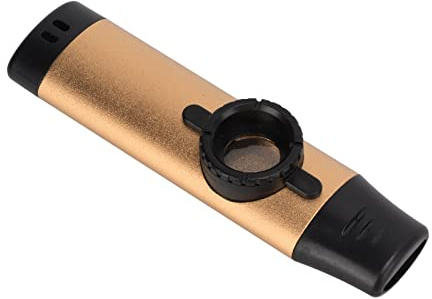 Taidda Metall-Kazoo-Harz-Mundstück, Verstellbares Blasinstrument für Kazoo-Spieler mit Flötenmembranen für Musikliebhaber. Metall + Harzmaterial (Gold)
