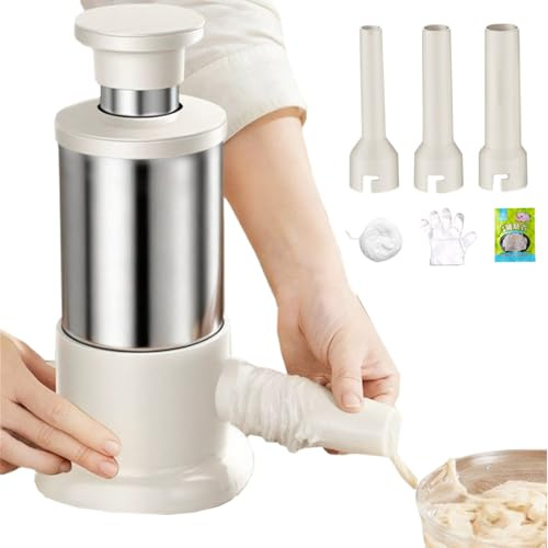 Embutidora De Salchichas – Acero Inoxidable PP 22.5x10.7cm | Procesador Manual Con 4 Tubos De Relleno | Máquina Llenadora De Salchichas De Calidad Alimentaria Para Lap Cheong Bratwurst, Arroz Pegajoso