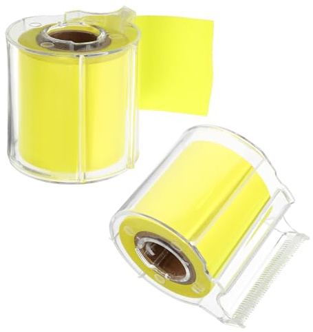 SHINEOFI Bloc de Notas Adhesivas en Rollo Amarillo, Papel Autoadhesivo Portátil Cobertura Total, Fácil de Despegar Residuos, 2 Rollos para Oficina, Hogar y Uso Creativo