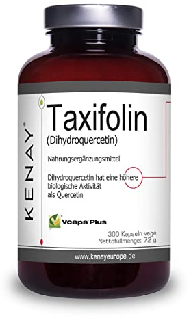 TAXIFOLIN (Dihydroquercetin) 100mg pro Tagesdosis - pflanzliche Kapsel - Vegan - Ohne Magnesiumstearat - 300 Kapseln vege KENAY EUROPE - Taxifolin 92% (Dihydroquercetin) - Nahrungsergänzungsmittel