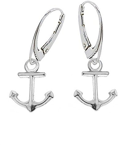 Anker Brisur Ohrringe Hängend 925 Echt Sterling Silber Mädchen Damen Ohrhänger Maritim