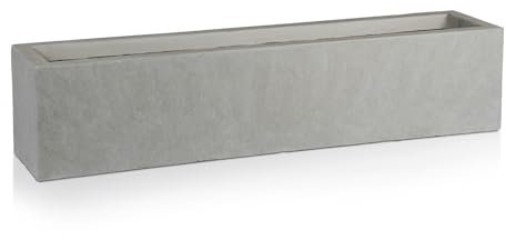 IDEALIST 80cm Planter | Grey Reinforced Stone Window Box | Narrow Trough | Windowsill Garden Planters with Drainage Holes L80 W17 H17 cm, 24 litres