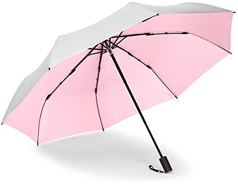 Parasol Parasol, Lady Woman 3 Fällbart solparaply Bärbar automatisk UV-parasoll utanför rosa