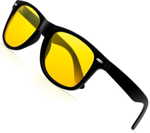 KANASTAL Gafas Conducción Nocturna Amarillas Hombre y Mujer Polarizadas Gafas Vision Nocturna Cuadradas Antirreflejos Night Driving Glasses Yellow - Cristal Amarillo Lentes