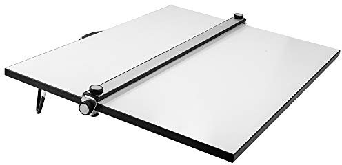 Pacific Arc Table Top Drawing Board with Parallel Bar, White, 16 inches by 21 inches