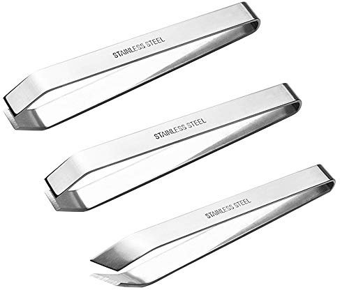 3 Stück Fischgrätenpinzette, Edelstahl, 2 flache und 1 schräge Pinzette, maxin Zange, Entferner-Werkzeug zum Entfernen von Fischgräten, Nadelspitzen, Schuppen