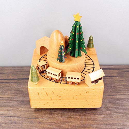 Jaeknxcg Holz Spieluhr Spieldose mit Musik Klassische Holz Handwerk für Geburtstags Weihnachten Home Dekoration Weihnachtsbaum