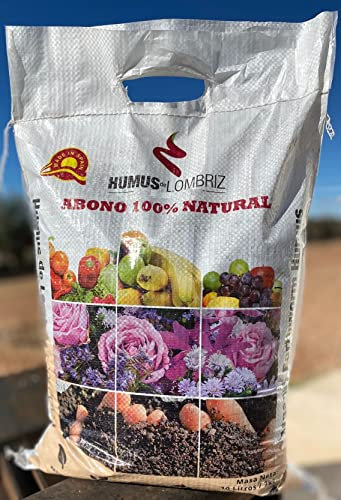Humus de Lombriz Roja de California puro 7kg. Fertilizante orgánico ecológico rico en materia orgánica y ácidos húmicos.