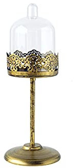 XIALIUXIA Mikrowellenabdeckhaube/Mikrowellen Abdeckung/Fliegenhaube,Tortenständer Kunsthochzeitsrequisiten Mini-Tortenständer, Retro-Cupcake-Server, Schmiedeeisen, goldene Snack-Racks mit glockenfö