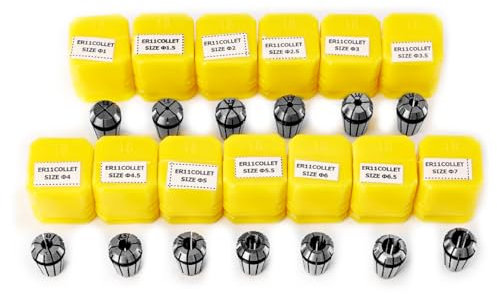 YOFULY ER11 Set de pinces de serrage pour mandrin, pince de serrage ER11 1-7 mm, pince à ressort ER-11 pour machine de gravure CNC et fraiseuse, porte-outils, 13 pièces..