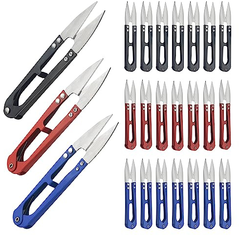 BGTXINGI 24Pcs Sewing Scissors U Shaped Small Snips Clippers Trimming Nipper Embroidery Clippers Cutter Mini Cutting Thread Cross Stitch Scissors for DIY Art Project Household Supplies