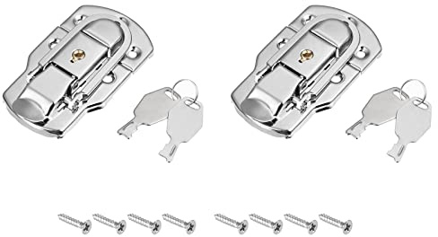 METALLIXITY Cerradura Palanca (92mm x 50mm) 2uds, Cierres Pestillo Hierro para Armarios Cajas Maletas, Tono Plateado