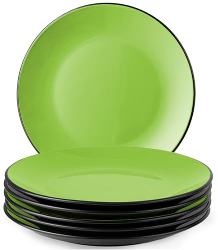 MIAMIO – 6 x Plate/Dinner Plate Set Stoneware Ceramic Tableware Set - Le Papillon Collection (Green, Big Plate)