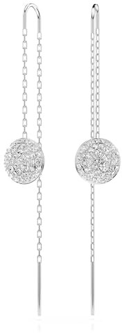 Swarovski Sublima Drop-Ohrhänger, Weiße und Rhodinierte Ohrringe mit Strahlenden Swarovski Kristallen