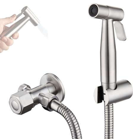 𝗣𝘂𝗹𝘃𝗲𝗿𝗶𝘇𝗮𝗱𝗼𝗿 𝗽𝗮𝗿𝗮 𝗕𝗶𝗱𝗲́, Rociador para Bidet de Acero Inoxidable a Prueba de Fugas, Control de Agua, Grifo para Inodoro, Kit con Soporte, Manguera, Válvula en T y Pulverizador.