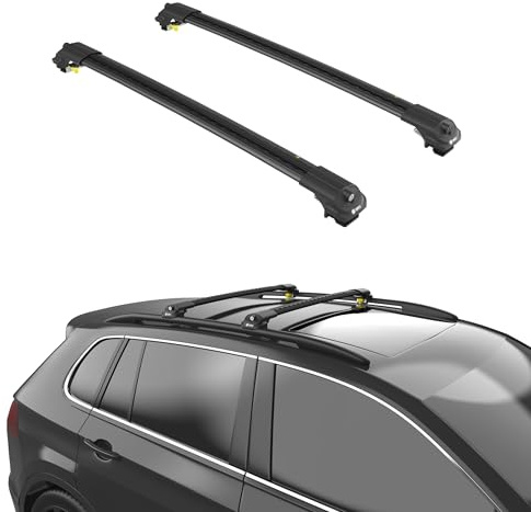 TURTLE DACHTRÄGER AIR-1, Barrenlänge 90-90 cm Aluminium Dachgepäckträger, Einstellbarer Fahrrad und Skiträger, Kompatibel mit VW TIGUAN AD/BW 2016-2024