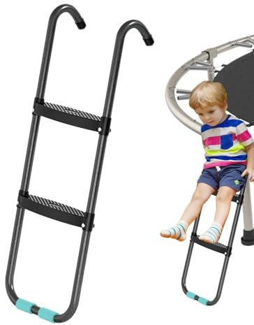 TUJOBA Trampoline Climber | 2 Steps/3 Steps Wide Heavy-Duty Steel Ladder with Non-slip Step - Trampoline Parts Trampoline Ladder for Children Kids