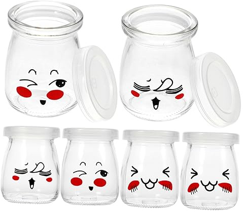 TOPBATHY Lot De 6 Bouteilles En Verre De 100 Ml Pour Pudding - Grands Pots Pour Confiture Yaourt Miel Lavables Lave-vaisselle Étanches