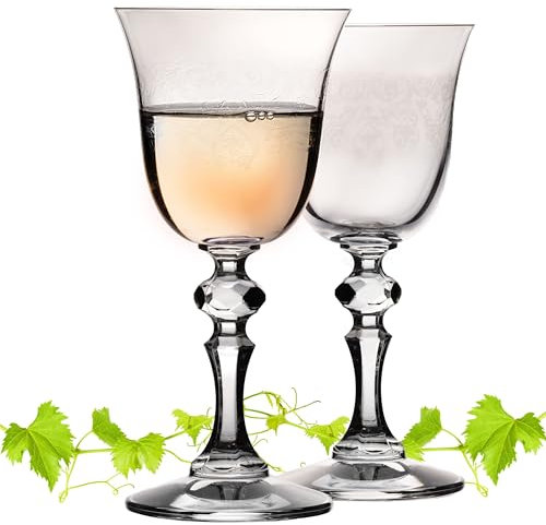 IMPERIAL - Set di 2 bicchieri da vino bianco con ornamento, 150 ml, in vetro Crystalline