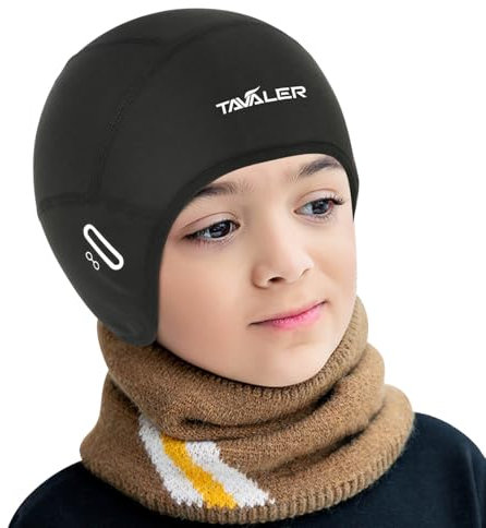Tavaler Fahrradmütze Kinder, Fahrrad Mütze Winter Kinder, Helmmütze Fahrrad Thermal, Winddicht, Mütze Fahrradhelm für Radfahren Laufen Outdoor (44-52)