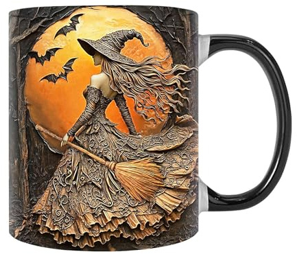 Tazza da strega da 350 ml - Tazza da strega di Halloween, Tazza con accento da strega, | Tazza di Halloween personalizzata, tazza da caffè di Halloween personalizzata Tazze da tè di Halloween Donna