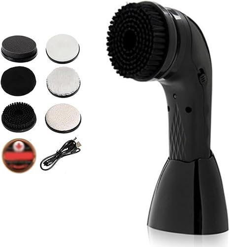 BINSKJ Electric Shoe Shine Kit, Handheld Multifunctional Leather Shoes Polisher with 6 Kinds Of Brush Heads and USB Interface, 1800mAh Lithium Battery for Boots, Bag, Shoes, Sofa, Leather Care